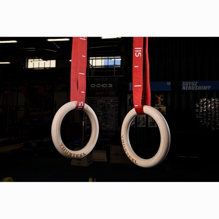 Купить Кольца гимнастические 32 мм красные стропы в Аксае 