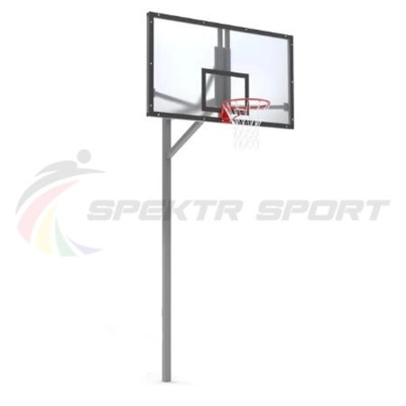 Купить Стойка баскетбольная уличная упрощенная со щитом из оргстекла, кольцом и сеткой SP D 412 в Аксае 